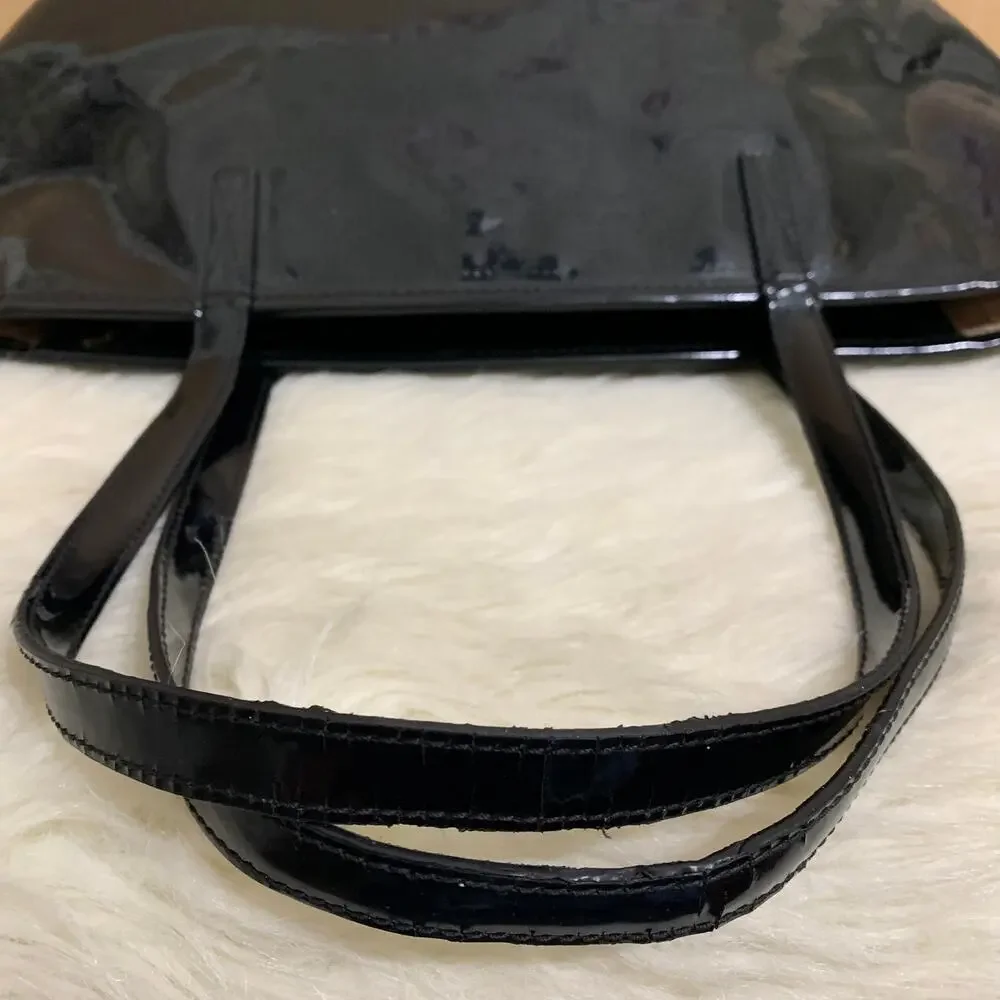 KATE SPADE HARMONY Metro Black Vinyl Perforated Heart Pattern Tote